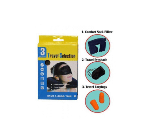 In1 Travel Selection Comfort Neck Pillow + Eye Shade Mask + Ear Plugs‏3
