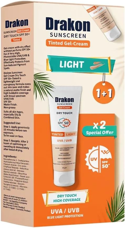 DRAKON SUNSCREEN TINTED GEL-CREAM LIGHT 60GM 1+1